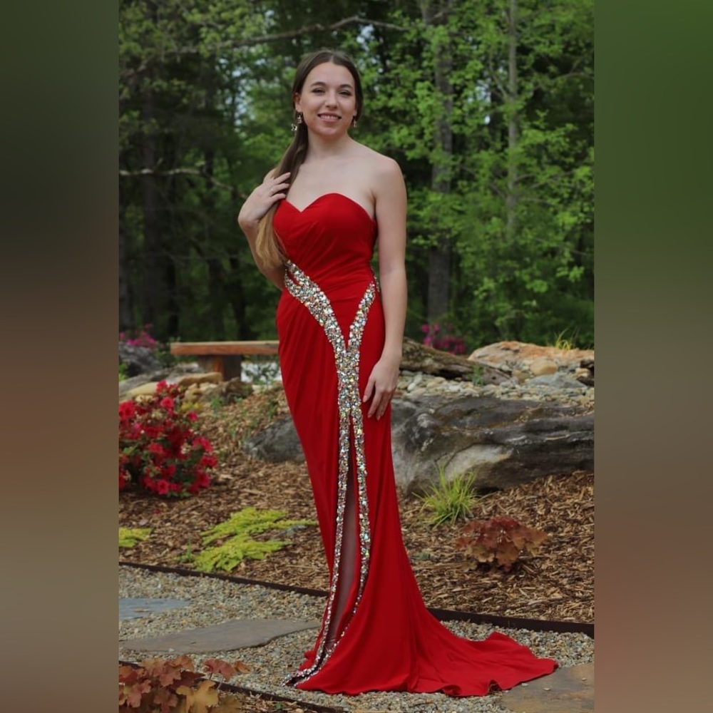 Jovani Red One Shoulder Prom Dress